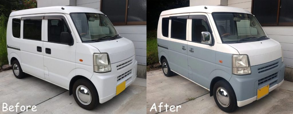世田谷ベースカラーでエブリイを刷毛塗り全塗装された事例